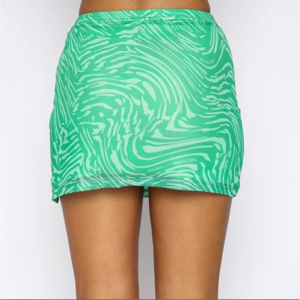 White Fox Boutique Green White Two Piece Crop Top and Mini Skirt Set - Picture 3 of 3